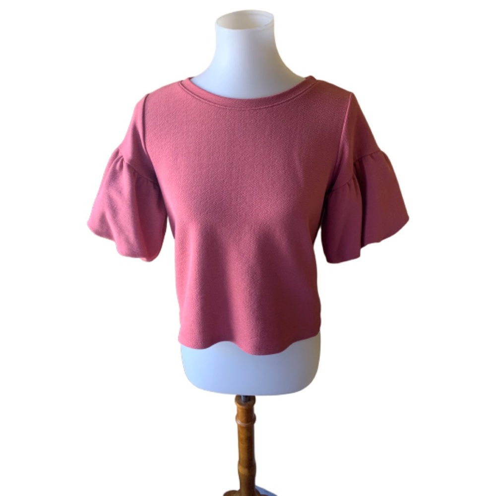 Green Envelope Puffer Short Sleeve Crop Blouse